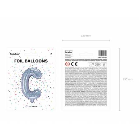 Ballon en aluminium lettre C 35cm holographique 