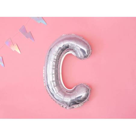 Ballon en aluminium lettre C 35cm holographique 