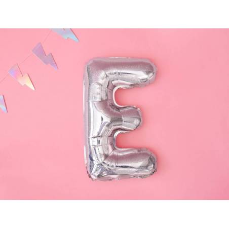 Ballon en aluminium lettre E 35cm holographique 