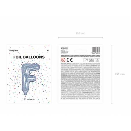 Ballon en aluminium lettre F 35cm holographique 