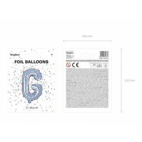 Ballon en aluminium lettre G 35cm holographique 