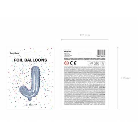 Ballon en aluminium lettre J 35cm holographique 