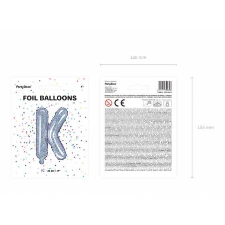 Ballon en aluminium lettre K 35cm holographique 