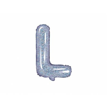 Ballon en aluminium lettre L 35cm holographique 