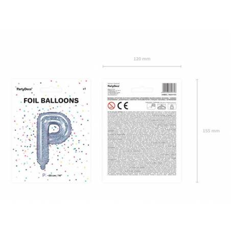 Ballon en aluminium lettre P 35cm holographique 
