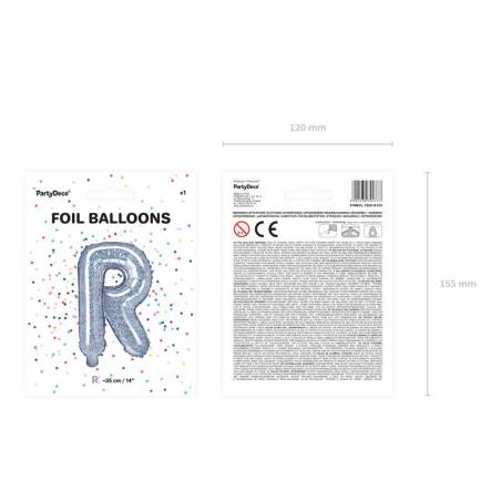 Ballon en aluminium lettre R 35cm holographique 