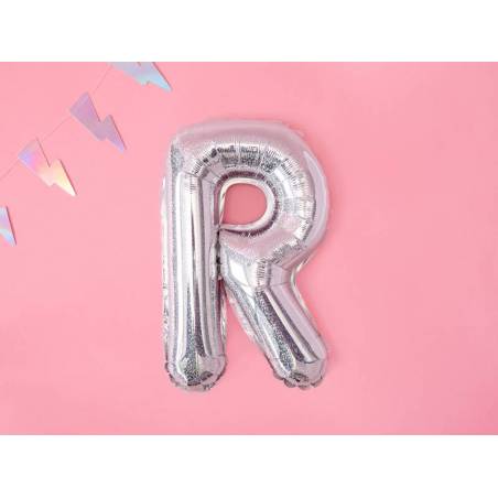 Ballon en aluminium lettre R 35cm holographique 
