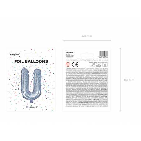 Ballon Feuille Lettre U 35cm holographique 