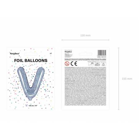 Ballon en aluminium lettre V 35cm holographique 