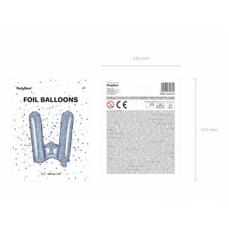 Feuille Ballons Lettre W 35cm holographique 