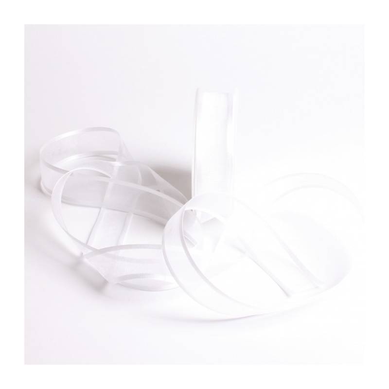 Ruban voile bord satin 25 mm - Couleur blanc Ruban voile bord satin 25 mm - Couleur blanc
