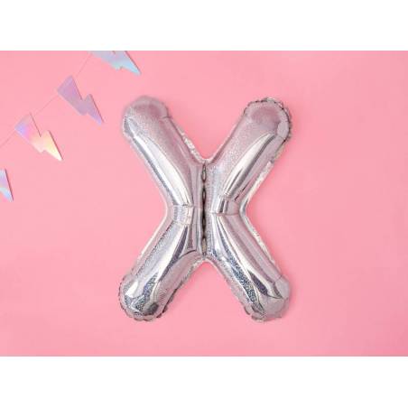 Ballon Feuille Lettre X 35cm holographique 