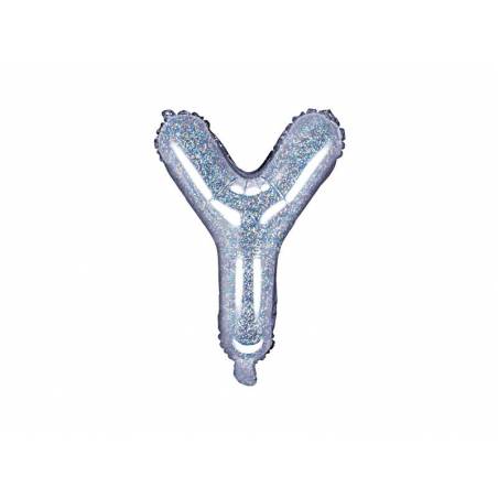 Ballon en aluminium lettre Y 35cm holographique 