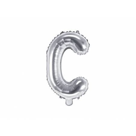Ballon en aluminium lettre C 35cm argent 