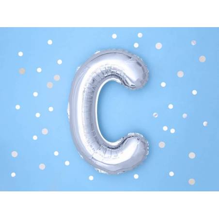 Ballon en aluminium lettre C 35cm argent 