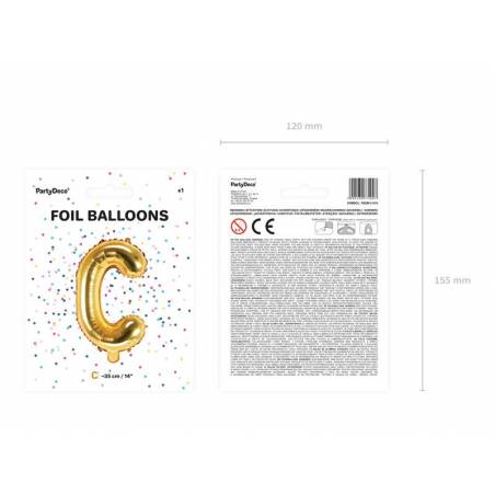 Ballon en aluminium lettre C 35cm doré 