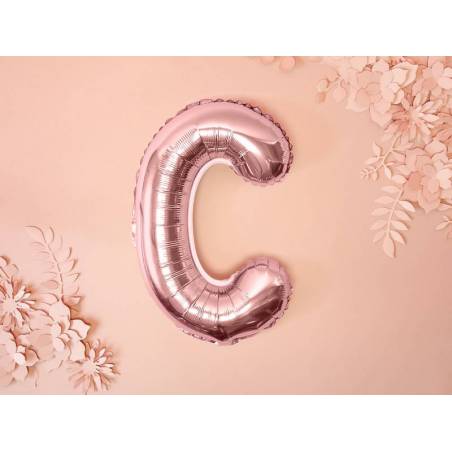 Ballon en aluminium lettre C 35cm or rose 