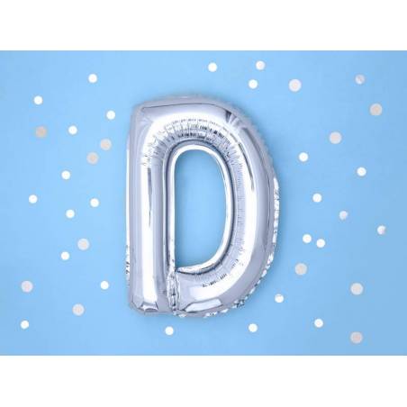 Ballon en aluminium lettre D 35cm argent 