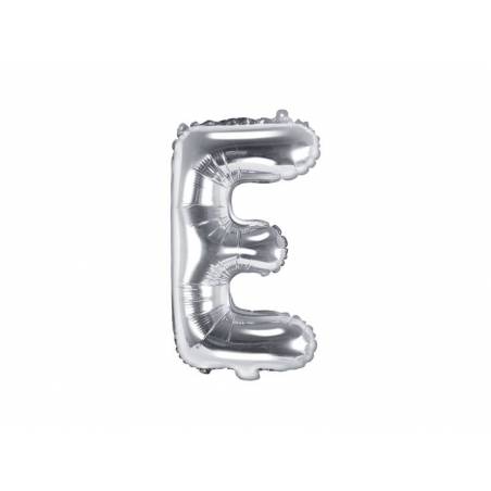 Ballon en aluminium lettre E 35cm argent 