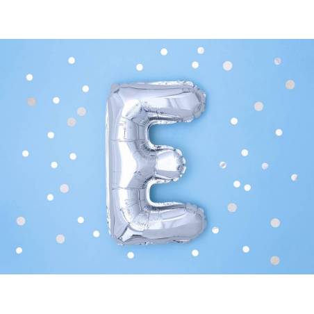 Ballon en aluminium lettre E 35cm argent 