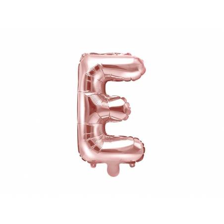 Ballon en aluminium lettre E 35cm or rose 