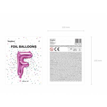Ballon en aluminium lettre F 35cm rose foncé 