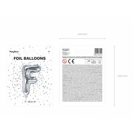 Ballon en aluminium lettre F 35cm argent 