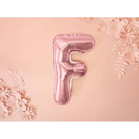 Ballon en aluminium lettre F 35cm or rose 