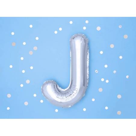Ballon en aluminium lettre J 35cm argent 