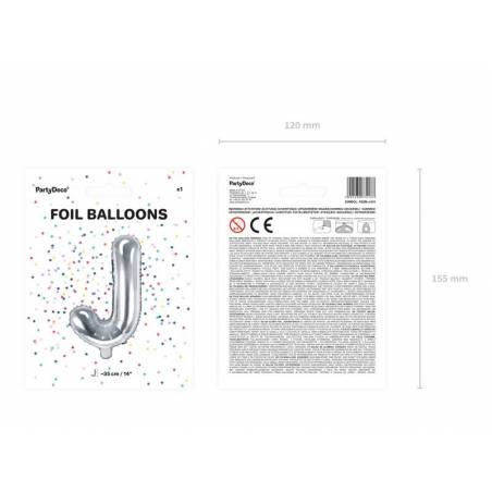 Ballon en aluminium lettre J 35cm argent 