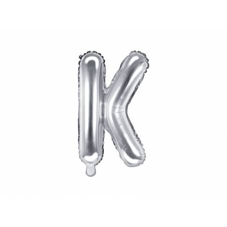 Ballon en aluminium lettre K 35cm argent 