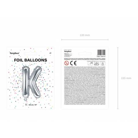 Ballon en aluminium lettre K 35cm argent 