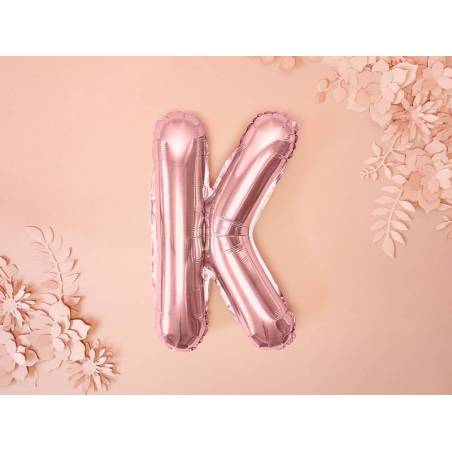 Ballon en aluminium lettre K 35cm or rose 