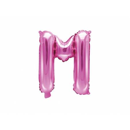 Ballon en aluminium lettre M 35cm rose foncé 