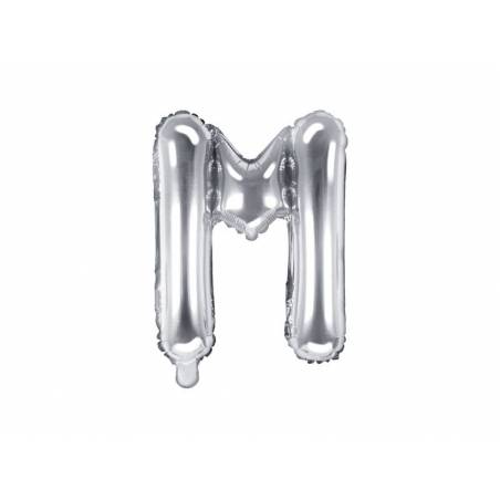 Ballon en aluminium lettre M 35cm argent 
