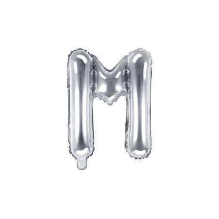 Ballon en aluminium lettre M 35cm argent 