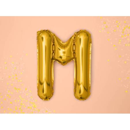 Ballon en aluminium lettre M 35cm or 