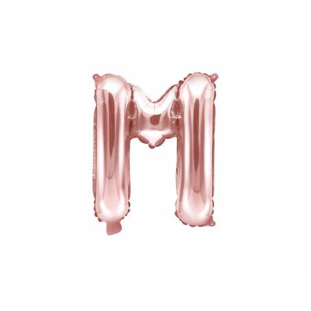 Lettre de ballon en aluminium lettre M 35cm or rose 