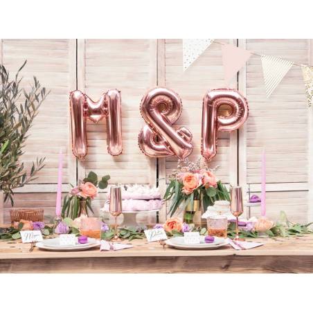 Lettre de ballon en aluminium lettre M 35cm or rose 