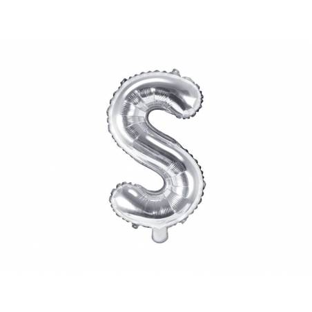 Ballon en aluminium lettre S 35cm argent 