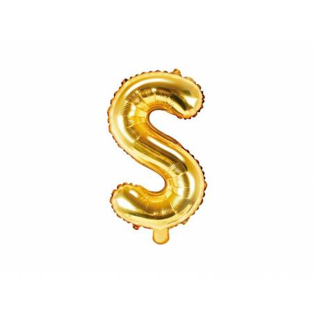 Ballon en aluminium lettre S 35cm doré 
