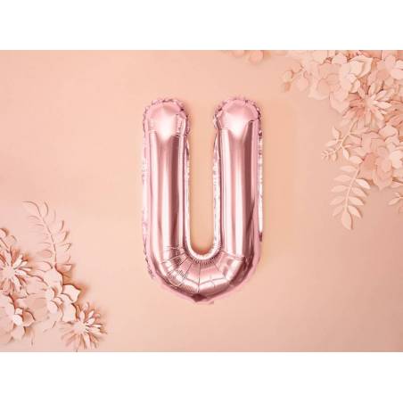 Ballon Feuille Lettre U 35cm or rose 