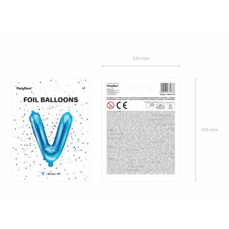 Ballon en aluminium lettre V 35cm bleu 