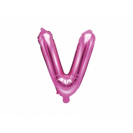 Ballon en aluminium lettre V 35cm rose foncé 