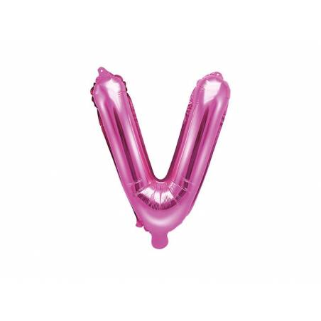 Ballon en aluminium lettre V 35cm rose foncé 