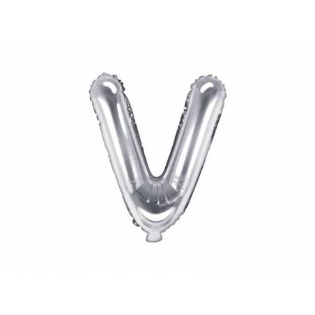 Ballon en aluminium lettre V 35cm argent 