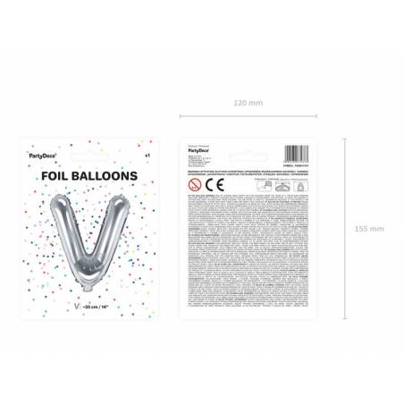 Ballon en aluminium lettre V 35cm argent 