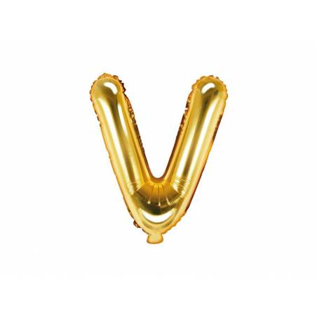 Ballon en aluminium lettre V 35cm doré 