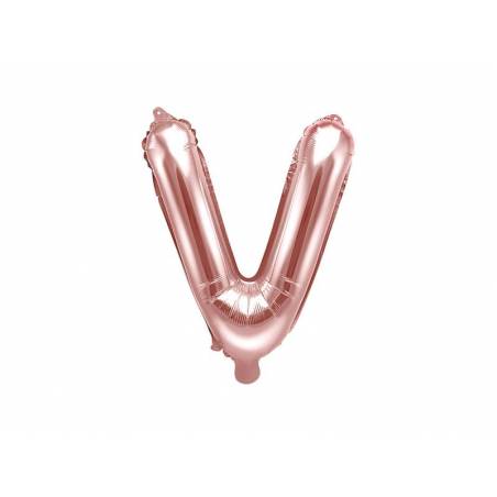 Ballon d'aluminium lettre V 35cm or rose 