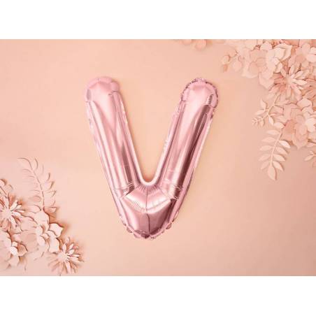 Ballon d'aluminium lettre V 35cm or rose 